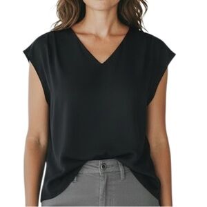 NWT WHITE HOUSE BLACK MARKET Short Sleeve Deep Keyhole Back Blouse Size Small